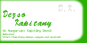 dezso kapitany business card