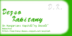 dezso kapitany business card